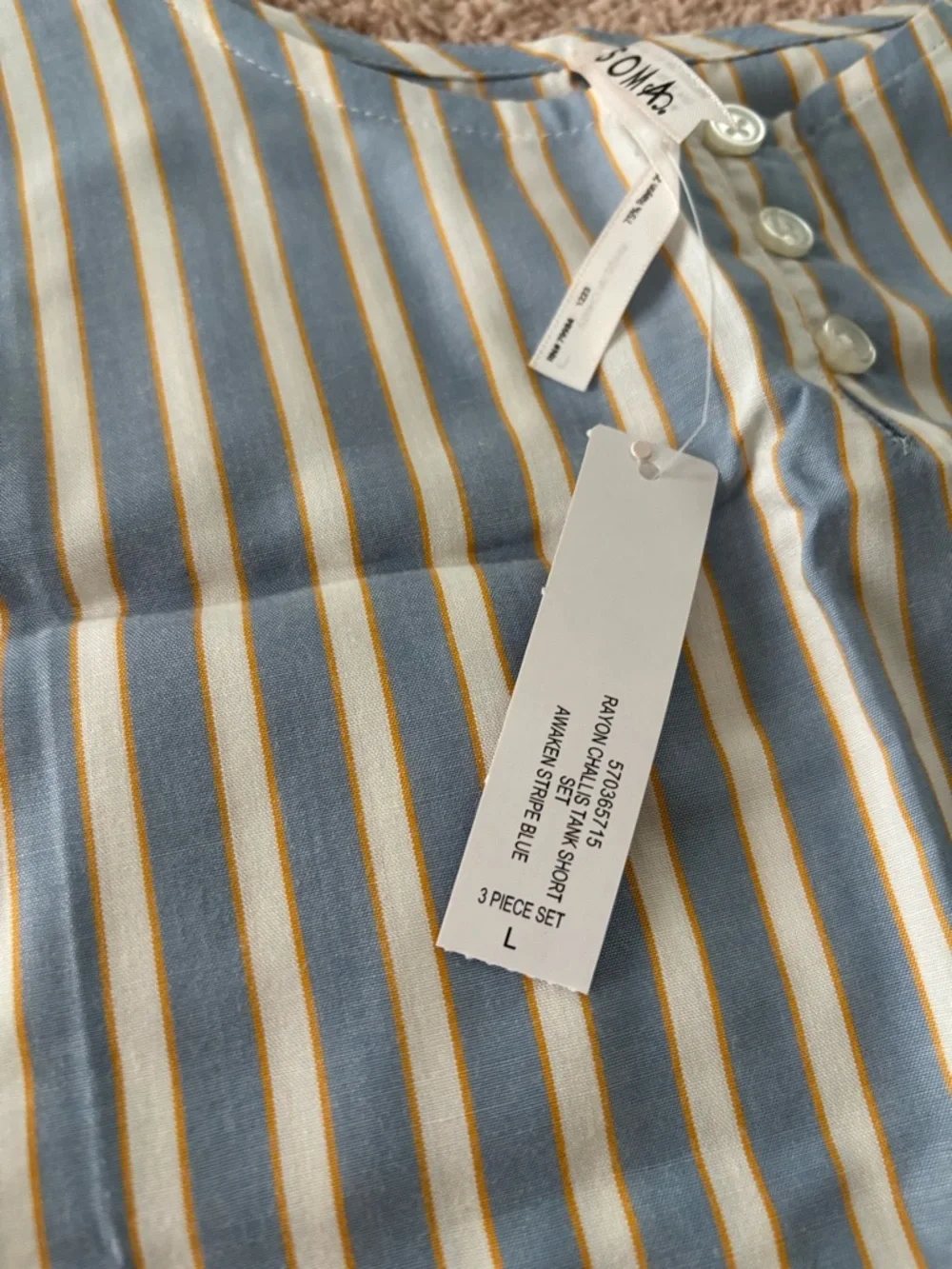 NWT Soma Blue and Cream Striped Pajama short  Set - Picture 3 of 5